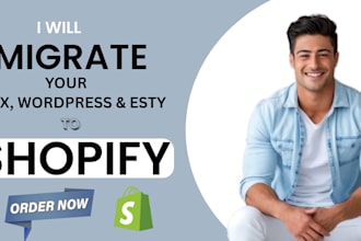 migrate transfer move wix website to shopify or wordpress esty to shopify design