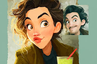 draw your portrait in charming disney style