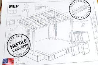 stamp architectural engineer drawing mep carport foundation framing plan USA