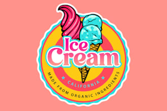 create ice cream parlor vintage logo design for your brand