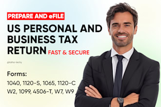 prepare and efile US personal and business taxes 1040, 1120s, 1065, 1120c