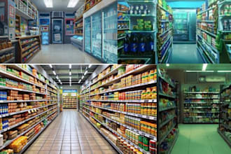 3drender and animation  for market ,mall, and filling station
