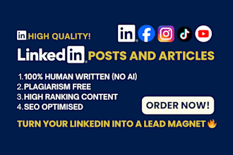 write high quality linkedin articles and social media posts
