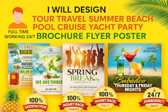 design tour travel summer beach pool cruise yacht party brochure flyer poster