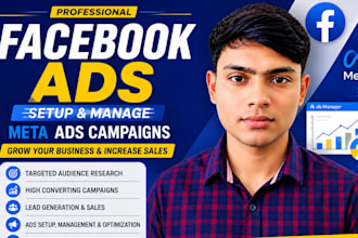 setup and manage meta ads marketing campaigns  ads manager and facebook  ads