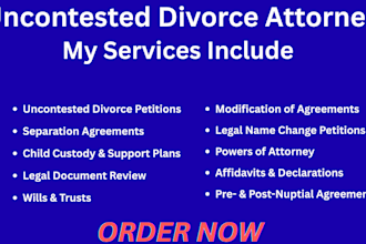 provide expert legal drafting for your peaceful uncontested divorce, separation