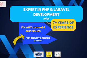 develop PHP laravel website and fix bugs, errors, mysql issues