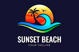 create a outdoor summer holidays beach enjoying logo design
