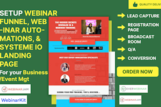 setup webinar funnel, everwebinar automation systeme io landing page, webinarjam