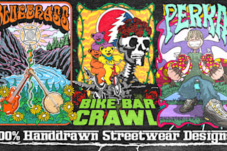 custom retro streetwear design and tshirt merch illustration
