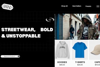 design streetwear website, shopify clothing store, streetwear dropshipping store