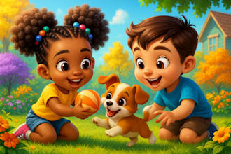 illustrate colorful and cute children book pages and storybook characters