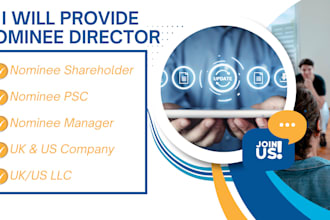 act as your nominee director, business consultant for company setup and banking