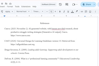 fix apa 7 citations and format for educators  references