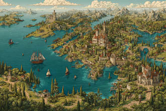 create a high quality fantasy map illustration