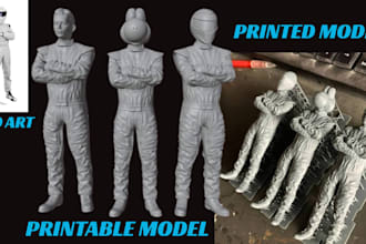 convert 2d to character model 2d to 3d head miniature stl file for 3d printing