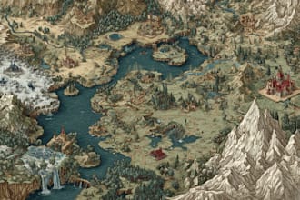 make a amazing fantasy map illustration