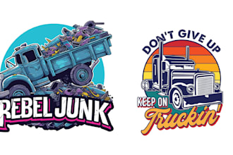 design vector vintage truck junk removal logo