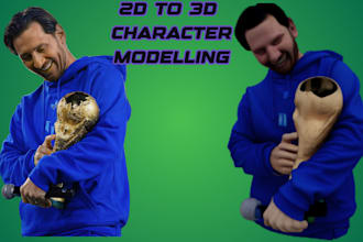 convert your 2d image to 3d printable character, model, head bust for printing