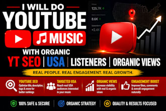 do youtube music with organic yt SEO usa listeners organic views
