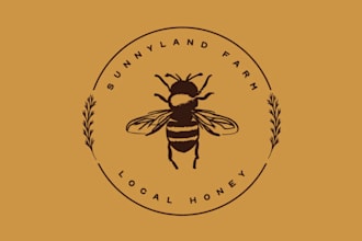 create a unique bee logo, cute, modern and professional bee farm  design