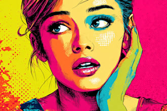 draw a professional pop art portrait