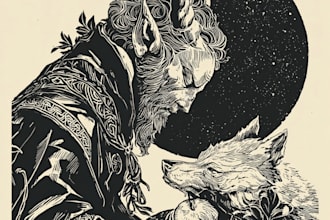 design a beautiful linocut t shirt in my art style