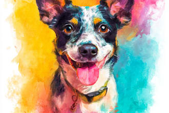 draw a rainbow watercolor portrait of your pet