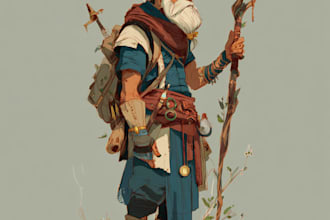high detail dnd character sheet and fantasy game art design
