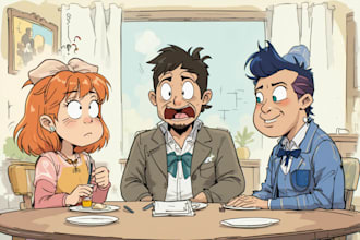 draw a cartoon characters in a funny sketch