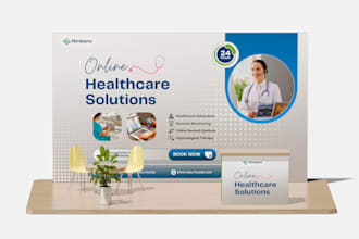 design eye catching trade show booth backdrop or pop up banner