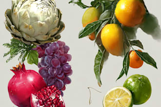 draw realistic plants, vegetables, fruits