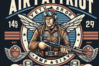 design a vintage classic air patrol mascot logo with unique t shirt artwork