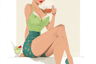 create a pin up girl and pin up girl character art