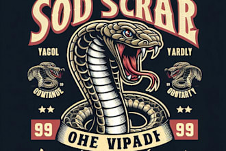 vintage old school cobra mascot logo t shirt design