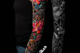 create custom tattoo design, tattoo sleeve