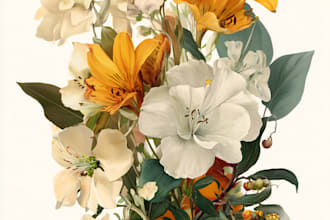 draw botanical illustration of flower illustration, plant