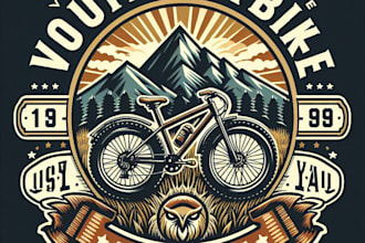 vintage mountain bike adventure badge mascot logo  with t shirt design