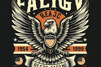 design a vintage retro falcon wings mascot logo and custom t shirt design
