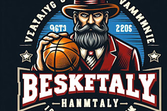vintage basketball mascot logo t shirt design
