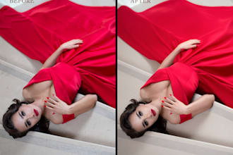 smooth wrinkled clothes, do skin retouching