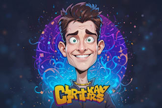draw funny cartoon character, , logo, portrait
