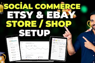 set up etsy or ebay store, amazon, tiktok shop, facebook shop or instagram shop