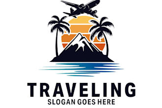 make professional tourism, vacation, beach resort and travel logo