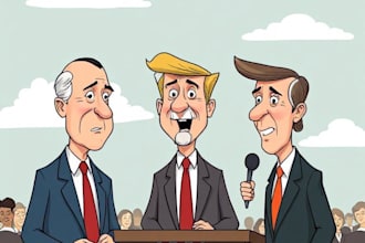 create a political or satirical cartoon