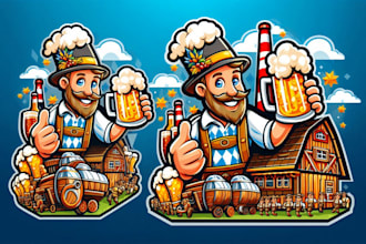 design oktoberfest mascot logo  with creative concepts