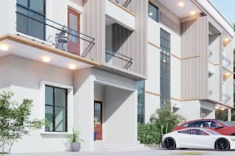 optimize 3d residential building, landscape, contemporary house,facade,2d layout
