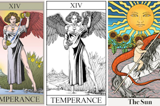 draw custom mystic tarot zodiac oracle card deck illustration or any digital art