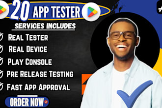 do 12 and 20 testers for goggle app console, closed app testing and app review
