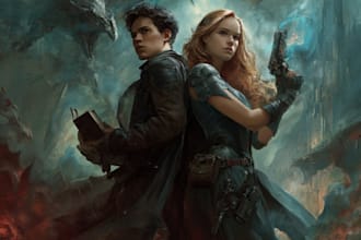 illustrate fantasy book, children book cover, e book cover design